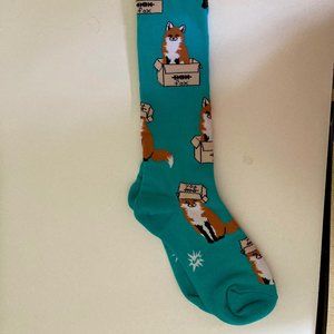 NWT Sock It To Me knee socks with foxes in boxes